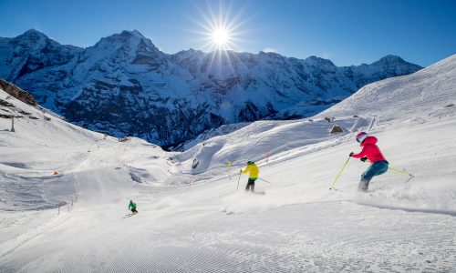 Skifahren am Schilthorn in der Jungfrauregion, Berner Oberland. Aufgenommen am 25.01.2017 im Schilthorngebiet. ©DavidBirri